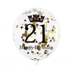 Balony urodzinowe na 21 urodziny złote czarne 6szt - 4