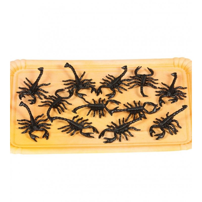 Sztuczne skorpion plastikowe robaki do dekoracji czarne 7cm 12 sztuk - 1