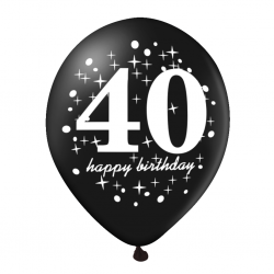 Balony urodzinowe cyfra na 40 urodziny czarne x6
