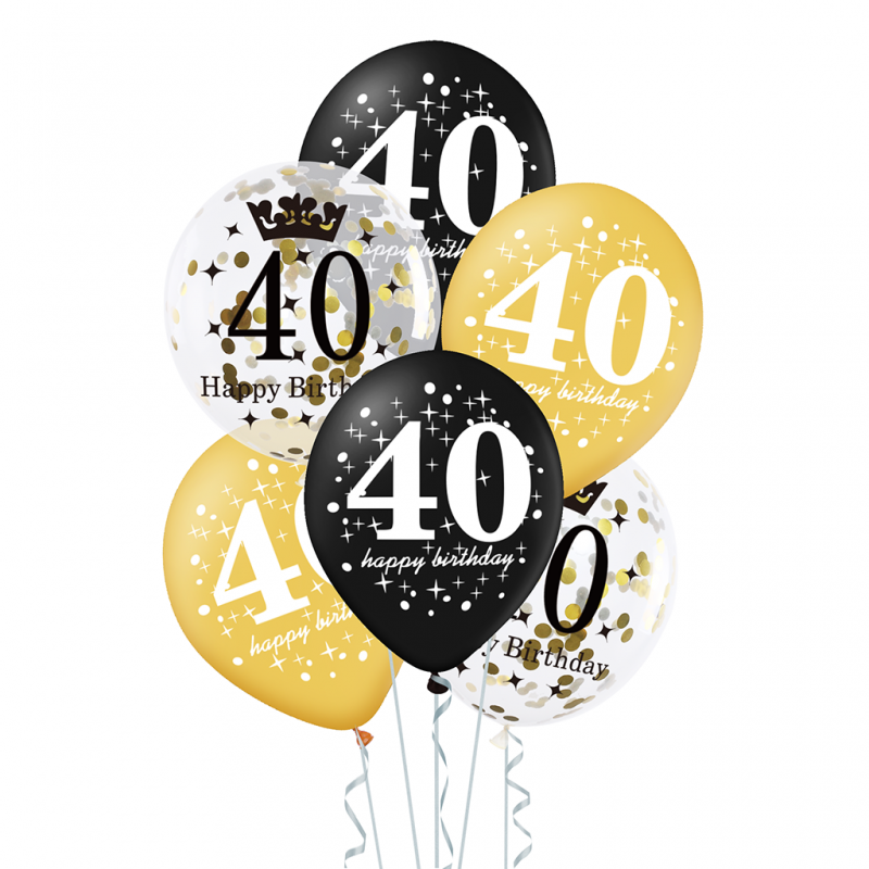 Balony urodzinowe cyfra na 40 urodziny czarne x6 - 4
