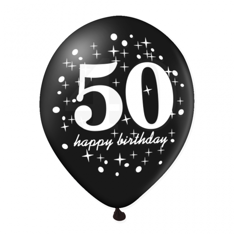Balony urodzinowe na 50 urodziny złote czarne 6szt - 3