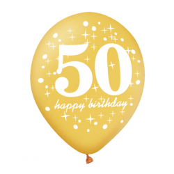 Balony urodzinowe na 50 urodziny złote czarne 6szt - 4