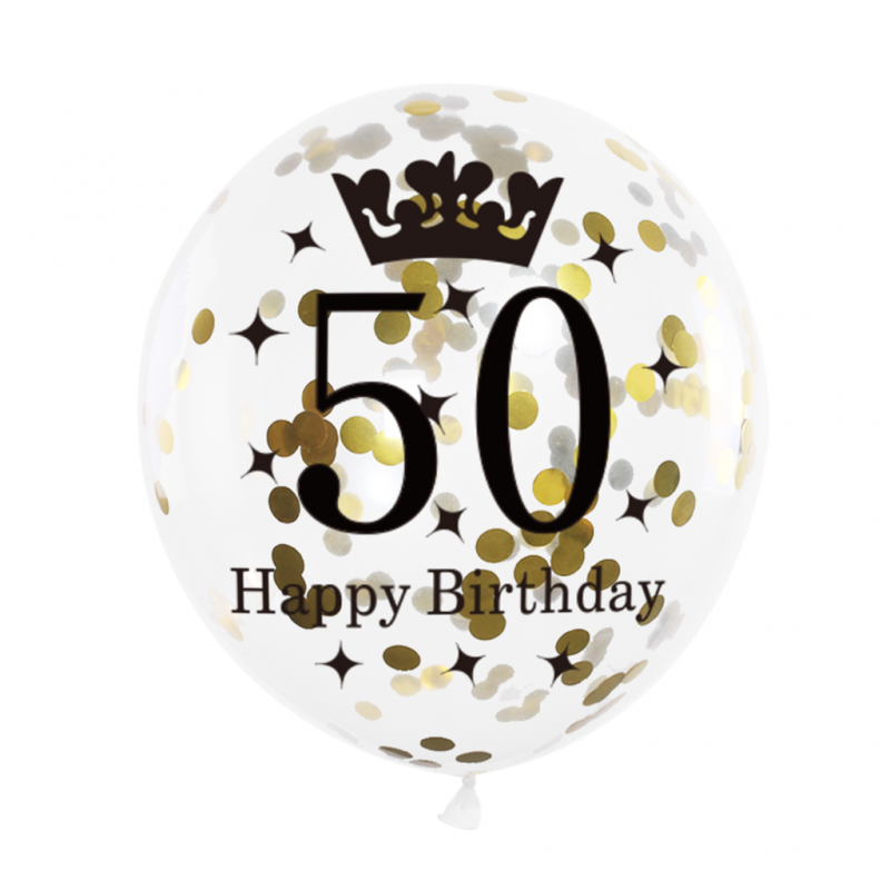 Balony urodzinowe na 50 urodziny złote czarne 6szt - 5