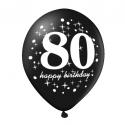 Balony urodzinowe na 80 urodziny złote czarne 6szt - 2
