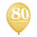 Balony urodzinowe na 80 urodziny złote czarne 6szt - 3