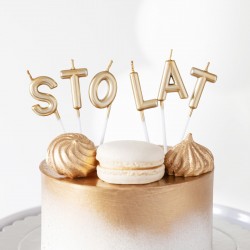 Świeczki na tort urodzinowe napis STO LAT złote - 2