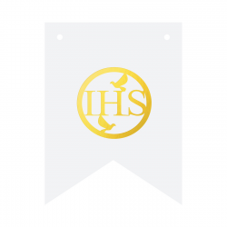 Baner Girlanda biało-złoty Hostia IHS dekoracja na Pierwszą Komunię Świętą