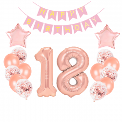 Zestaw dekoracje balony 18 urodziny różowe złoto
