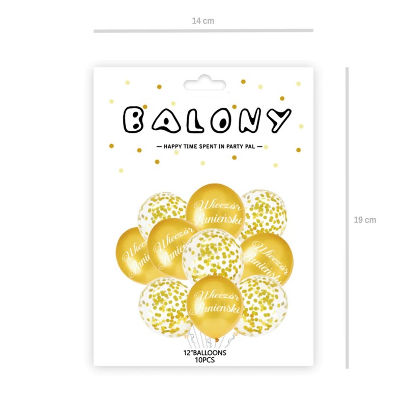 Balony na Wieczór Panieński złote z konfetti x10 - 2