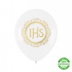 Balon białe złote komunijne IHS lateksowe 100sztuk - 1