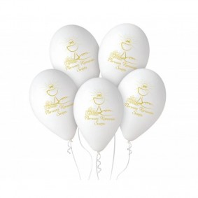 Balony lateksowe Komunia Święta złoty kielich 5szt - 1