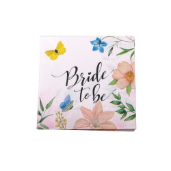 Serwetki papierowe różowe Bride to be kwiaty 10szt