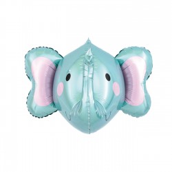 Balon foliowy niebieski słoń z trąbą zwierzęta 3D