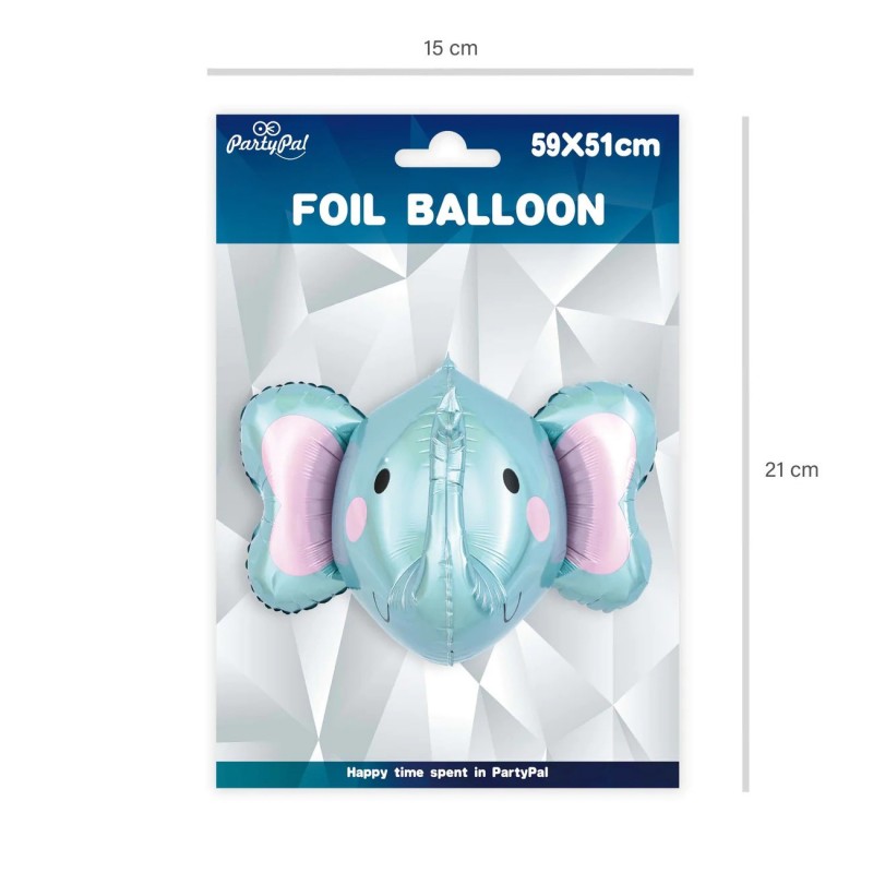 Balon foliowy niebieski słoń z trąbą zwierzęta 3D - 2