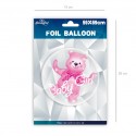 Balon foliowy okrągły Baby Girl różowy Miś na hel - 2