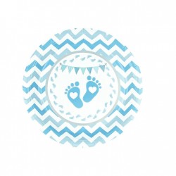 Talerze papierowe baby shower niebieske 6szt - 1