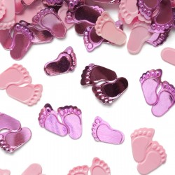 Konfetti foliowe różowe stópki baby shower 15g - 1