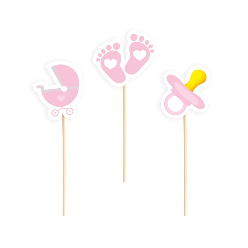 Pikkery na muffinki Baby Shower dziewczynki różowe - 1