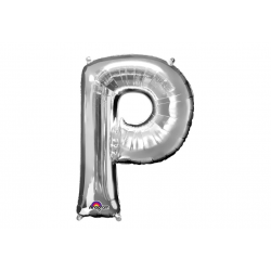 Balon foliowy litera P duża srebrna metalik 34''