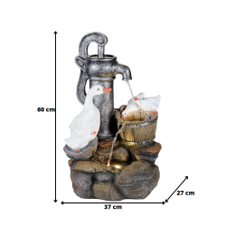 Fontanna ogrodowa led kaczki pompa kamienna 60cm - 4
