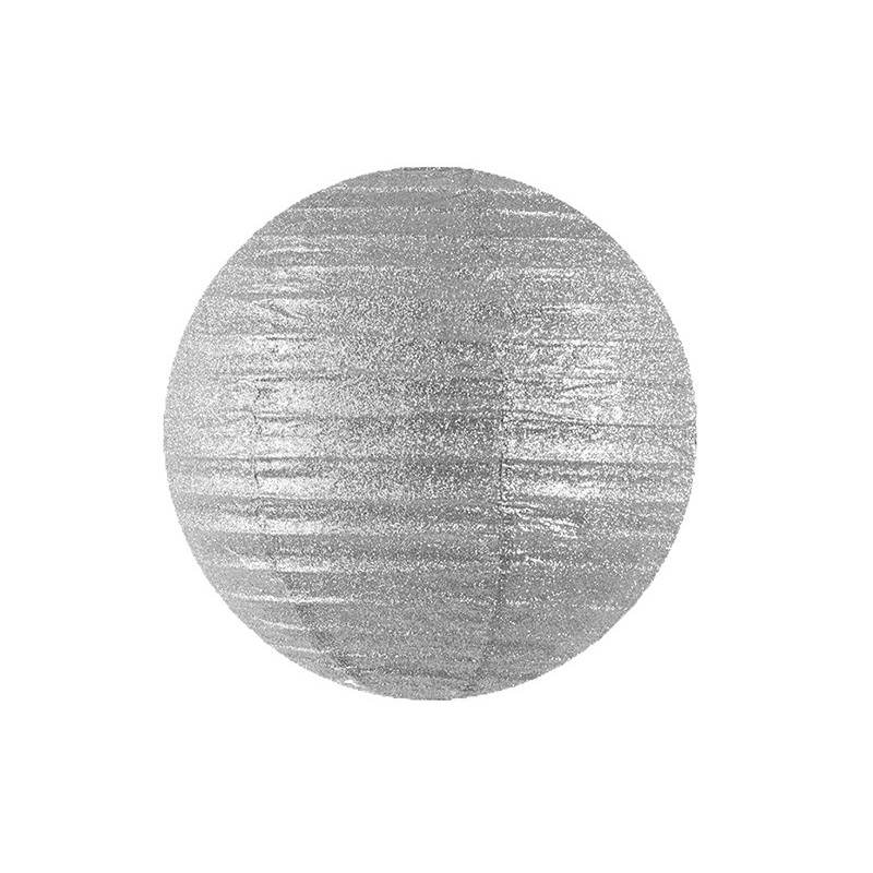Lampion brokatowy srebrny ozdobny dekoracja 45cm - 1