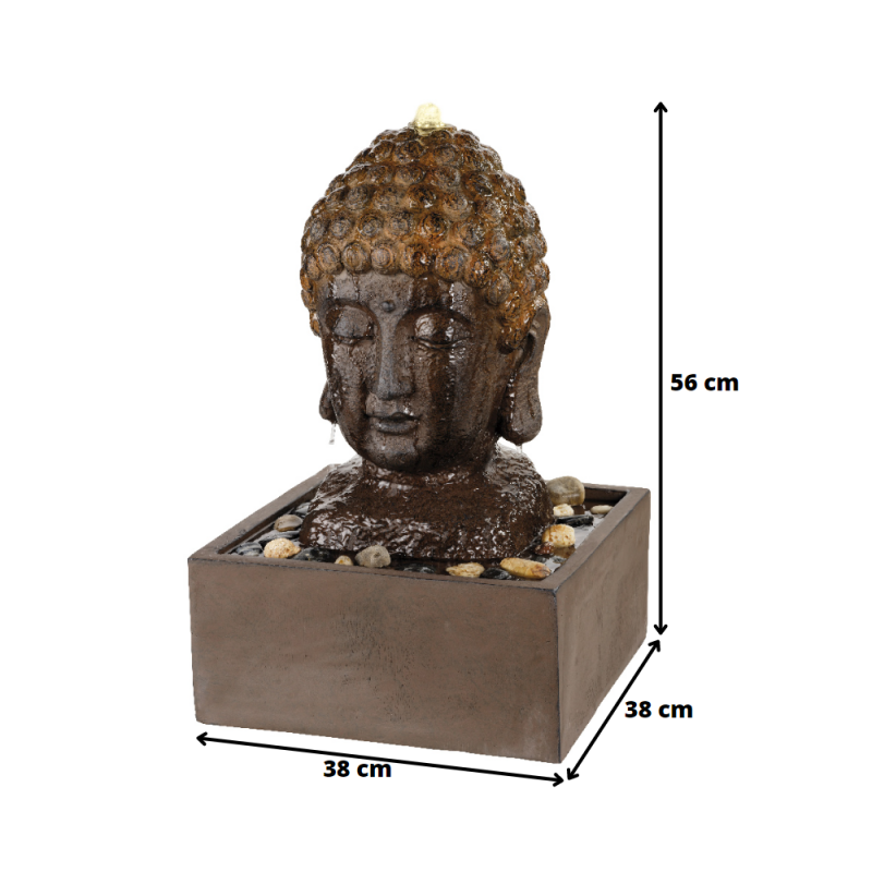 Fontanna budda głowa figura 56cm ogrodowa ciemna - 4