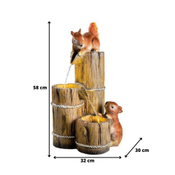 Fontanna led drewniane beczki wiewiórki ogrodowa - 3