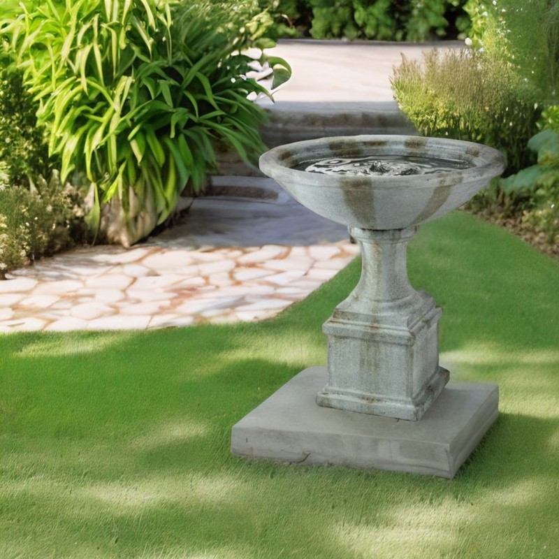 Fontanna misa waza na kolumnie ogrodowa szara 78cm - 7