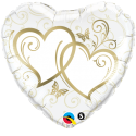 Balon foliowy biały ozdobny serce złote duży ślub - 1