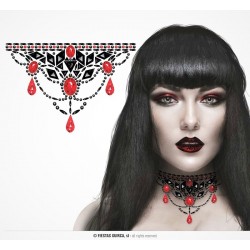 Naszyjnik gotycki czarno-czerwony z kryształków - 3