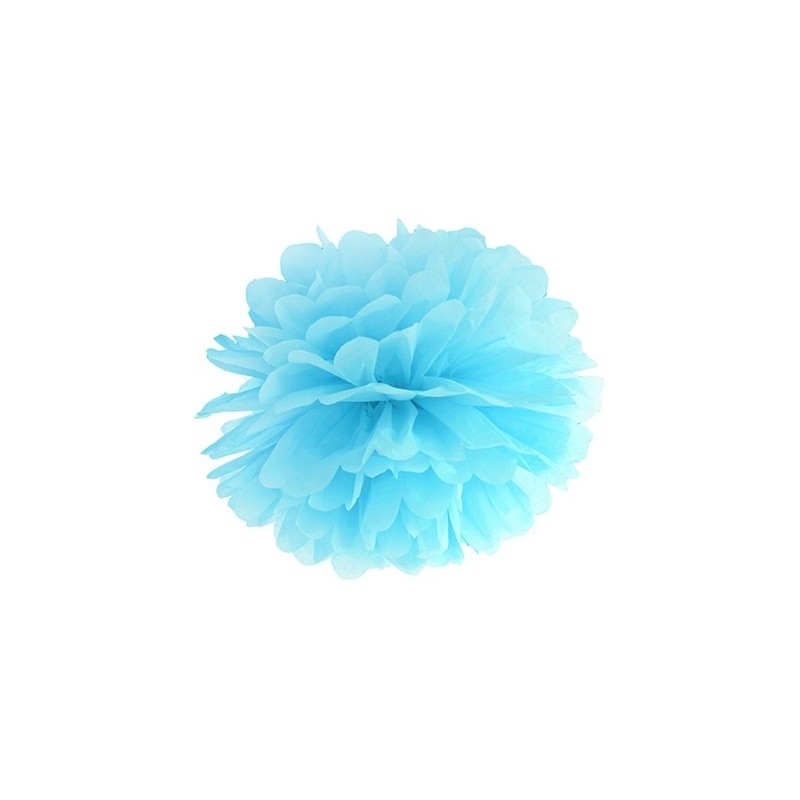 Pompon bibułowy błękitny dekoracja ozdoba 25cm - 1