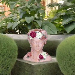 Osłonka na doniczkę głowa kobiety z kwiatami - 6