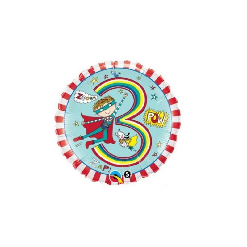 Balon foliowy dla dzieci na urodziny cyfra 3 - 1