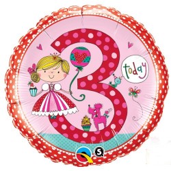Balon foliowy na urodziny dla dziecka cyfra 3