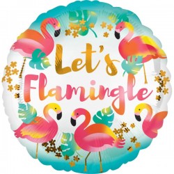 Balon okrągły aloha hawaje różowe flamingi 18cali - 1