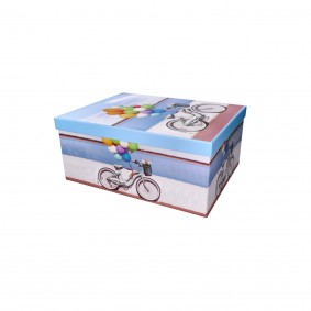 Pudełko ozdobne prezent rower z balonami 37x29cm