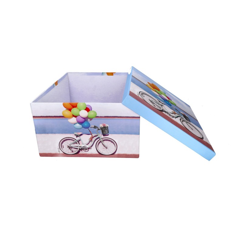 Pudełko ozdobne prezent rower z balonami 37x29cm
