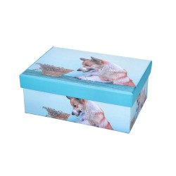 Pudełko prezentowe niebieskie z psem 19x13x7,5cm