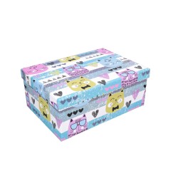 Pudełko ozdobne kolorowe w koty 25x18x10,5 cm