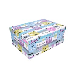 Pudełko ozdobne kolorowe w koty 29x22x12,5cm
