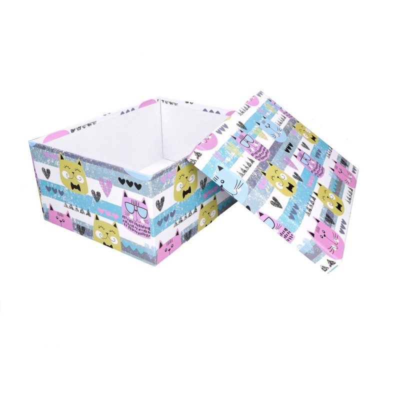 Pudełko ozdobne kolorowe koty 31x23x13,5cm
