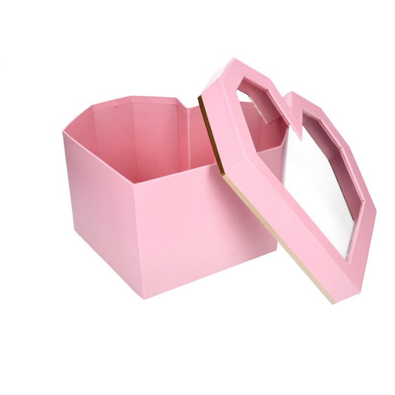 Pudełko ozdobne serce różowe geometryczne 26x25x13cm