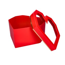 Pudełko ozdobne serce czerwone geometryczne 26x25x13cm