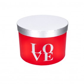 Pudełko ozdobne okrągłe czerwono/srebrne Love 18,5x18,4x14,5cm