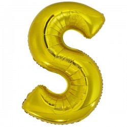 Balon foliowy litera S złota duża metalik 34'' - 1