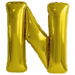 Balon foliowy litera N złota duża metalik 34'' - 1