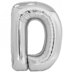 Balon foliowy litera D srebrna metalik duża 34'' - 1