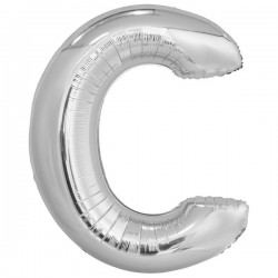 Balon foliowy litera C srebrna metalik duża 34'' - 1