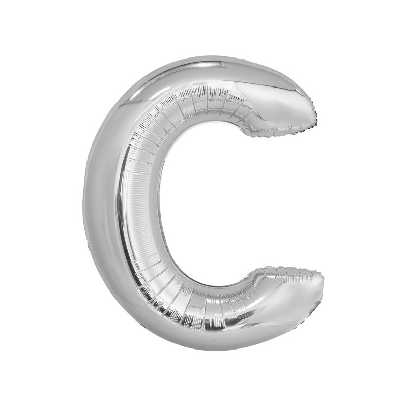 Balon foliowy litera C srebrna metalik duża 34'' - 1