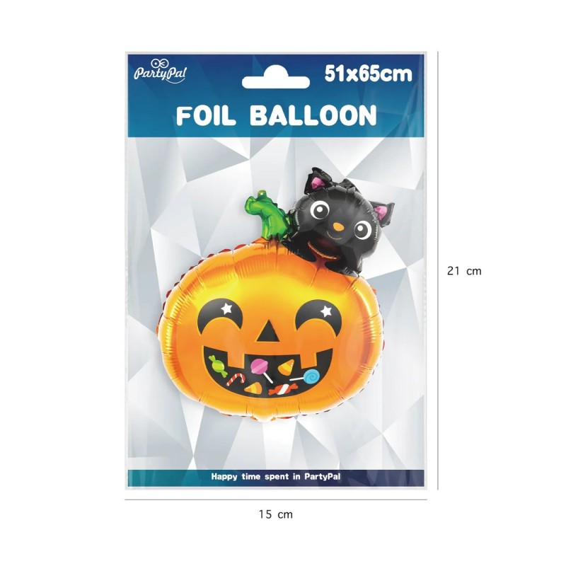 Balon foliowy dynia z kotem na głowie Halloween - 3